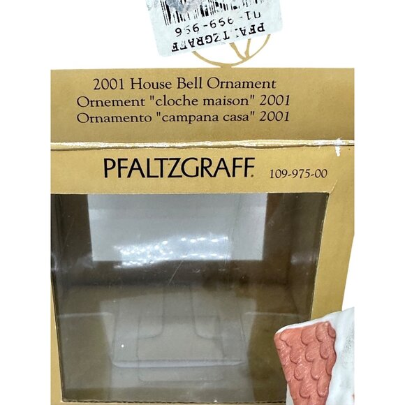 Pfaltzgraff Winterberry House Bell 2001Ornament Snowy Christmas Decor In Box 4" - Picture 3 of 9